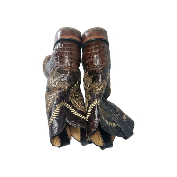 SOTO Boots Caiman Belly Print Men\'s Cowboy Boots Size 9 Brown main image 7